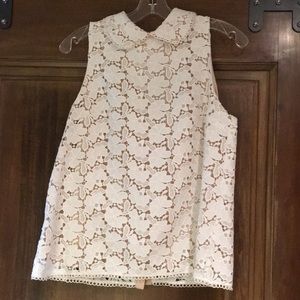 PAPER CROWN white crochet top. Size S. Worn once.